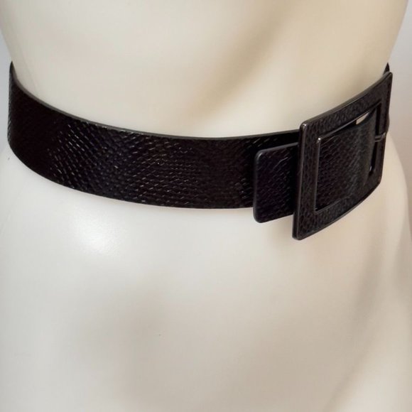 Women’s Belt Glossy Black Snake Embossed PU/Bonded Leather Size M - Picture 3 of 8